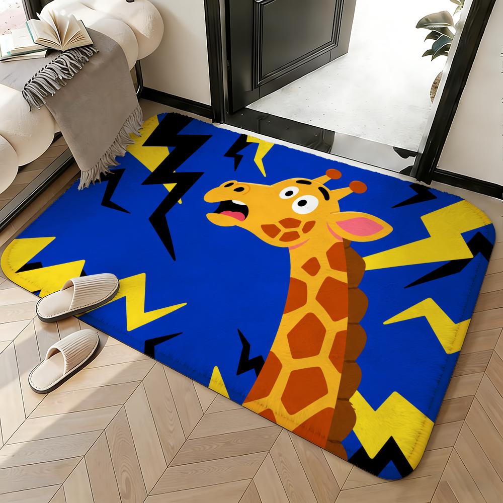 Soft Absorbent Non-Slip Rug Giraffe Art Mat Floor Mat Home Decor Doormat Bedroom Floor Mat Shower Carpet