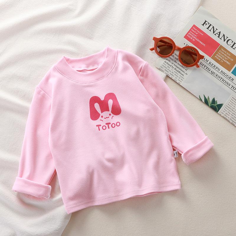 Теплая детская футболка с длинным рукавом, мягкая флисовая подкладка, базовая кофта, термобелье для малышей, слой для холодной погоды, круглый вырез 80cm розовый