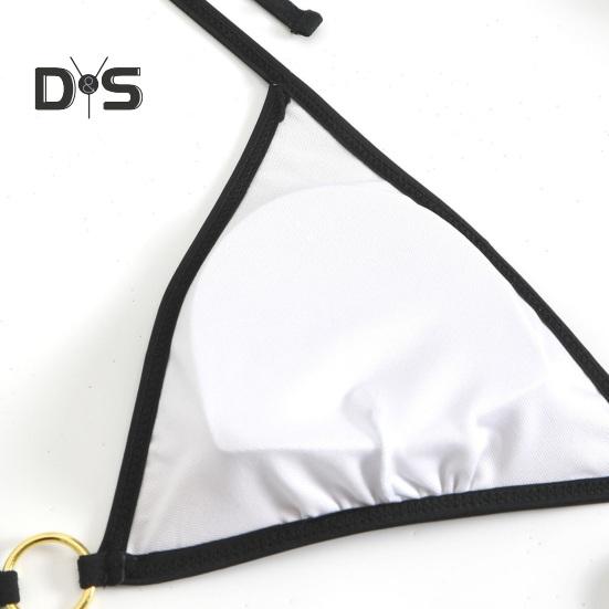 2 stk/sett Dame Bikini Sett Halter Badebukse med Sløyfe Snøring Lav midje Svømmebukser Sett Slangeskinnmønster Delt Design Strandklær