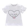 Baby Girls Sommer Bomull Letter Hjertetrykk T-skjorte Topper Bluse Kortermet Barn Uformelle T-skjorter