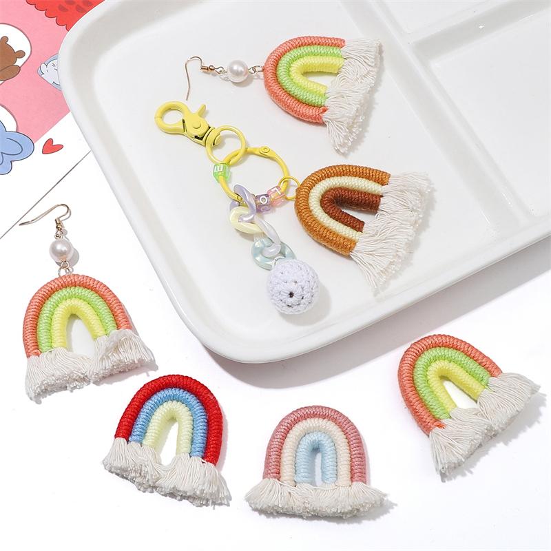 1pc Handmade 45mm Braided Cotton Tassle Charm Pendnat for Earring Necklace Keychain DIY Jewelry Craft Making