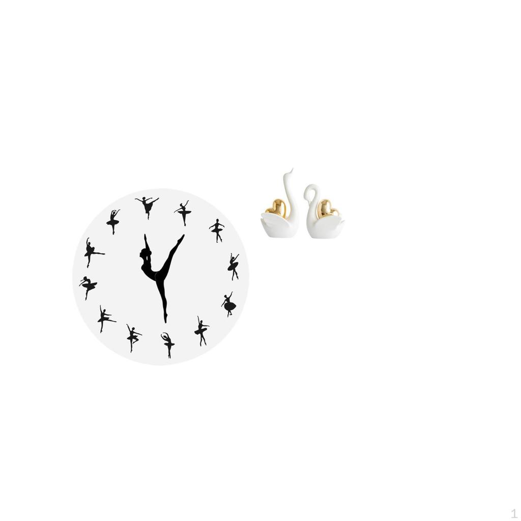 Ballerina Swan Wall Clock Ballet Dancing Girl Silent Mute Dance Charming Decorative Tabletop