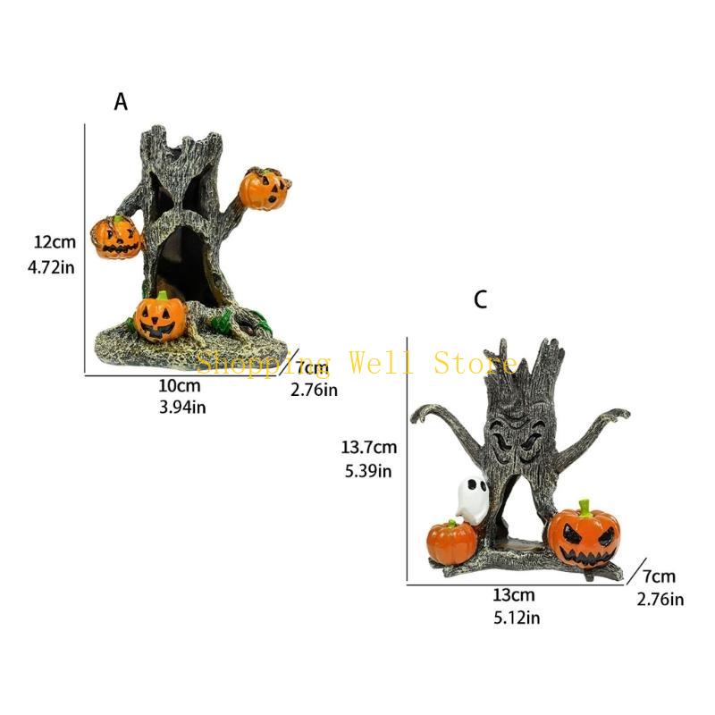 KX4B Waterproof Resins Halloween Ornaments for Underwater Aquarium Decorating Table Displays