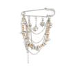 New Exaggerated Metal Chain Pendant Crystal Rivets Tassel Brooches for Women Man Charm Trousers Shortened Pins Rock Jewelry Gift