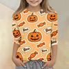 Kids Halloween Print Crew Neck Three Quarter Sleeve Casual T Shirt Top for Boys and Girls Soft Comfortable Fabric Suitable for Everyday Wear