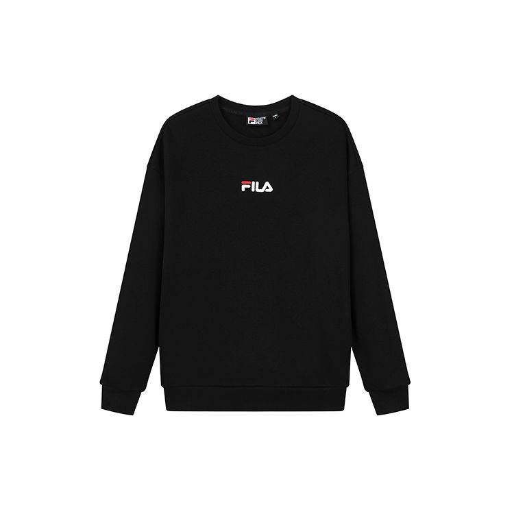 Fila Fleece Lined Letter Logo Sports Casual Pullover Sweatshirt Winter Unisex Sweatshirt Black F51U138295FBK