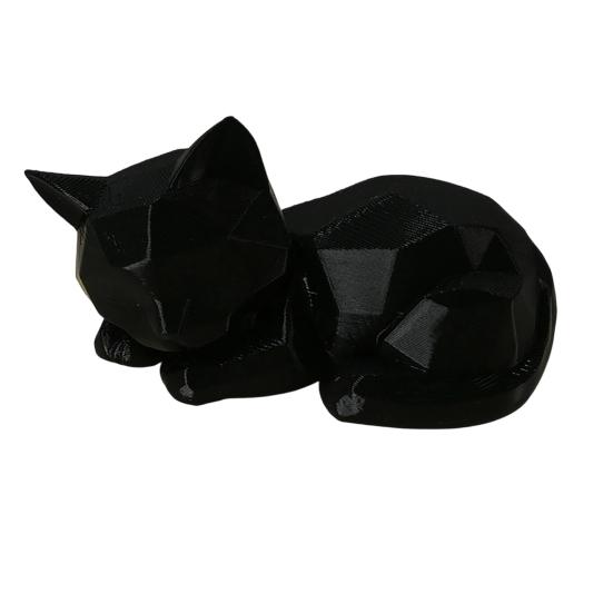 3D Printed Sleeping Cat Figurines, Geometric Cat Statue, Minimalist Cute Cat Art Crafts Decoration for Home Office Desktop Shelf чёрный