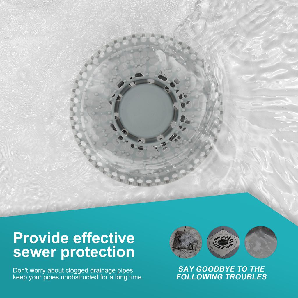 2Pcs Floor Drain Plug Stopper Silicone Shower Sewer Hair Drain Catcher Kitchen Sink Filter Bathtub Drain Strainer Cover