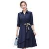 Spring 2026 Long-sleeve Dress for Middle-aged Women: Waist-cinching, Wide-leg Style for Spring and Autumn