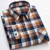 Oversized S~6XL Men's Plaid Shirt Long Sleeve Autumn Spring Soft Standard Fit 100% Cotton Brushed Outerwear Casual Man Clothing