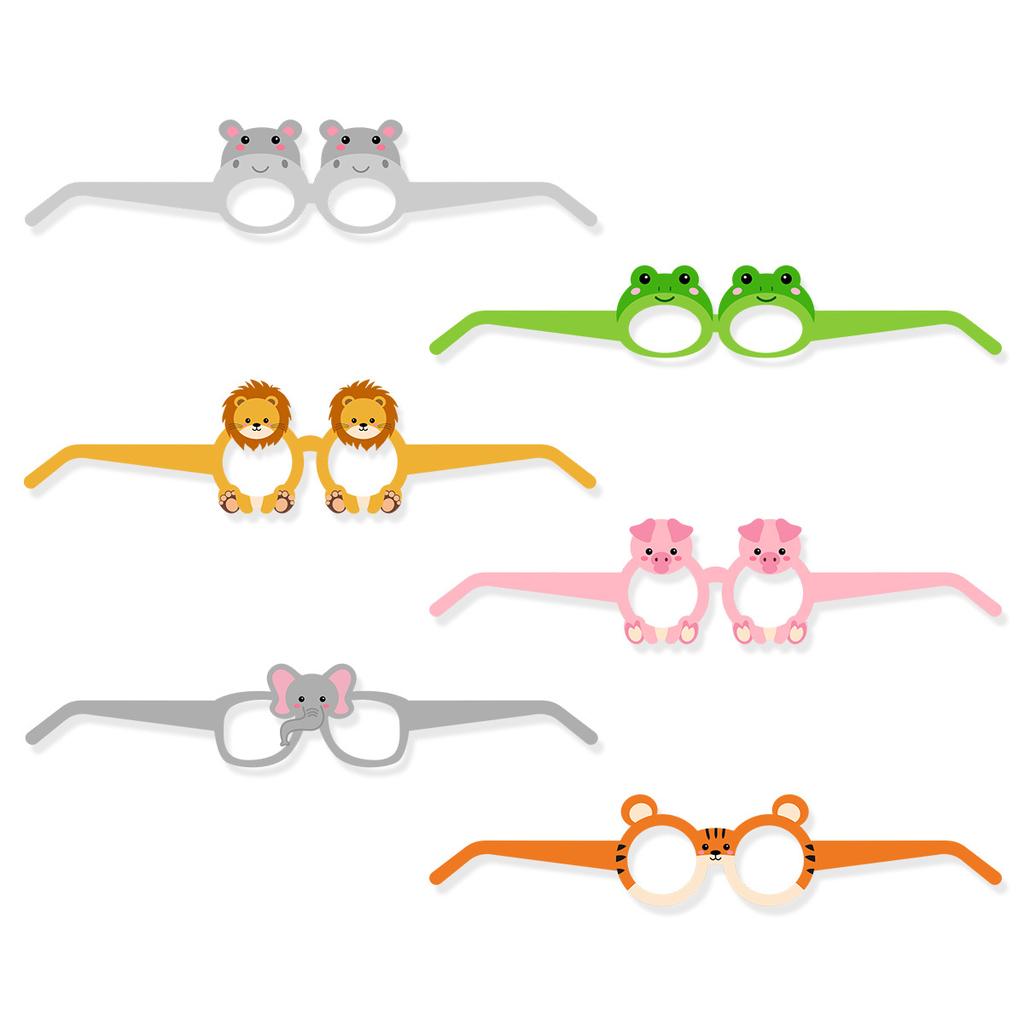 Children'S Birthday Party Decoration Photo Props Elephant Zebra Frog Animal Paper Glasses