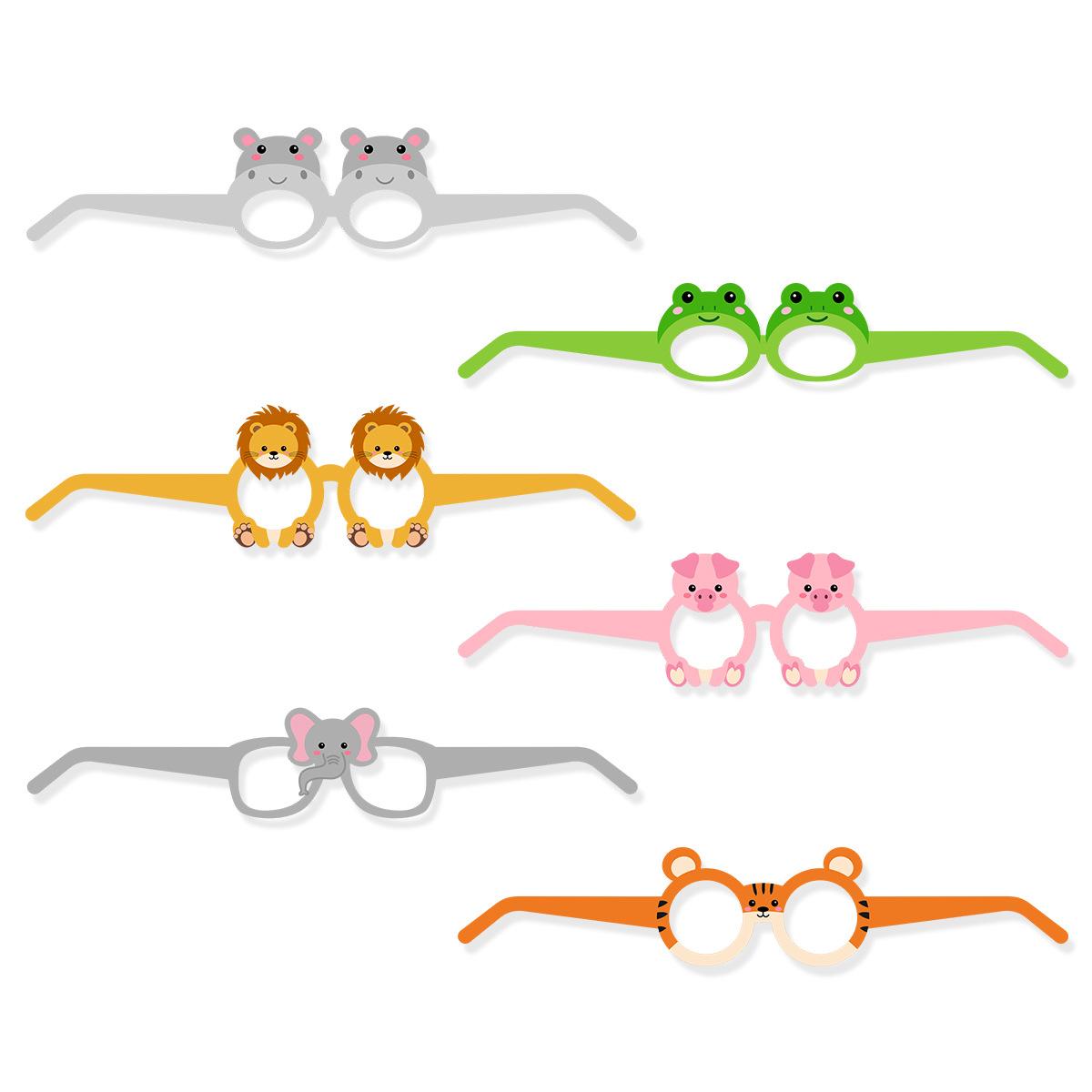 

Children S Birthday Party Decoration Photo Props Elephant Zebra Frog Animal Paper Glasses Pack of 6