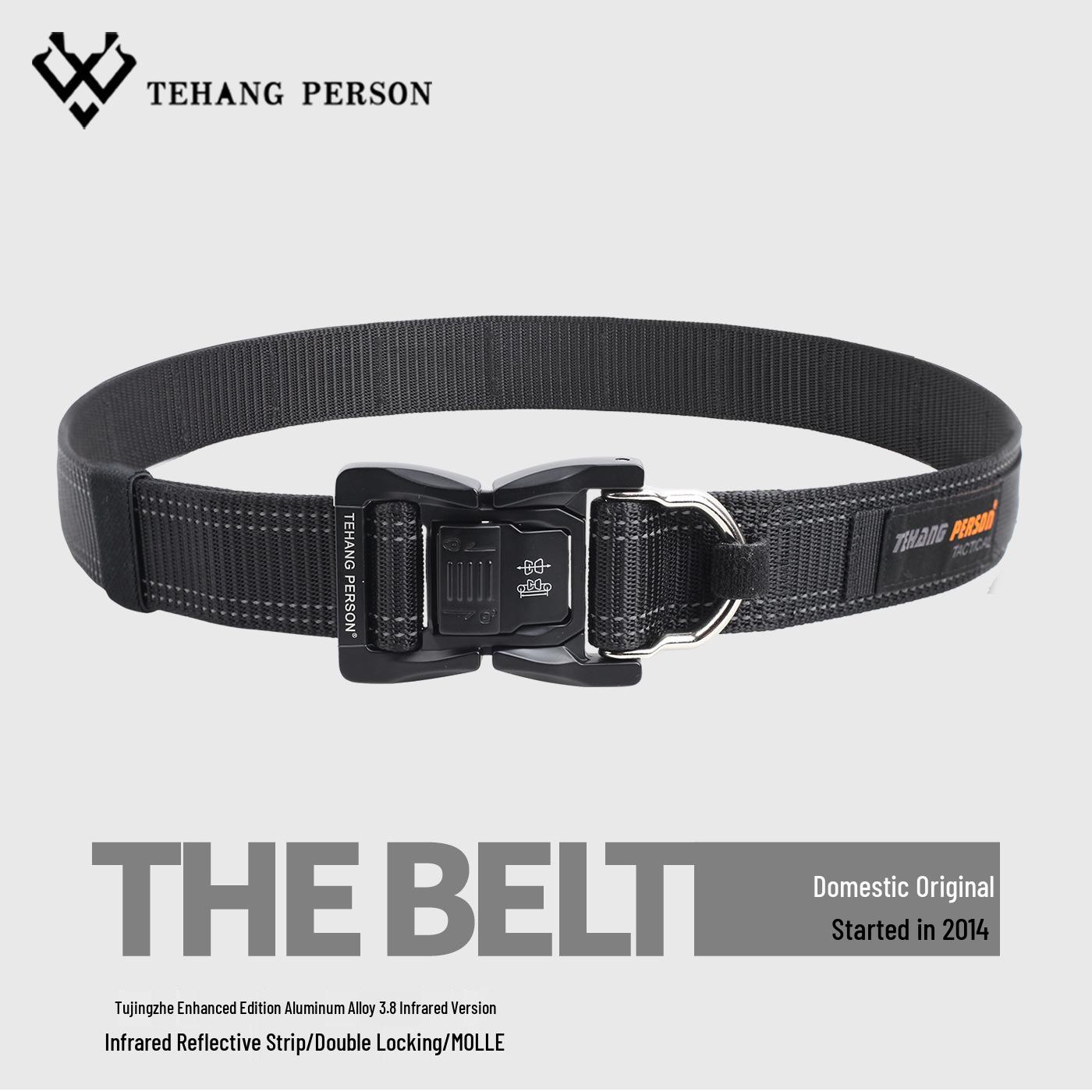 Aluminum Alloy Infrared Multi-functional Tactical Nylon Belt with Quick Release for Men Black Infrared Medium