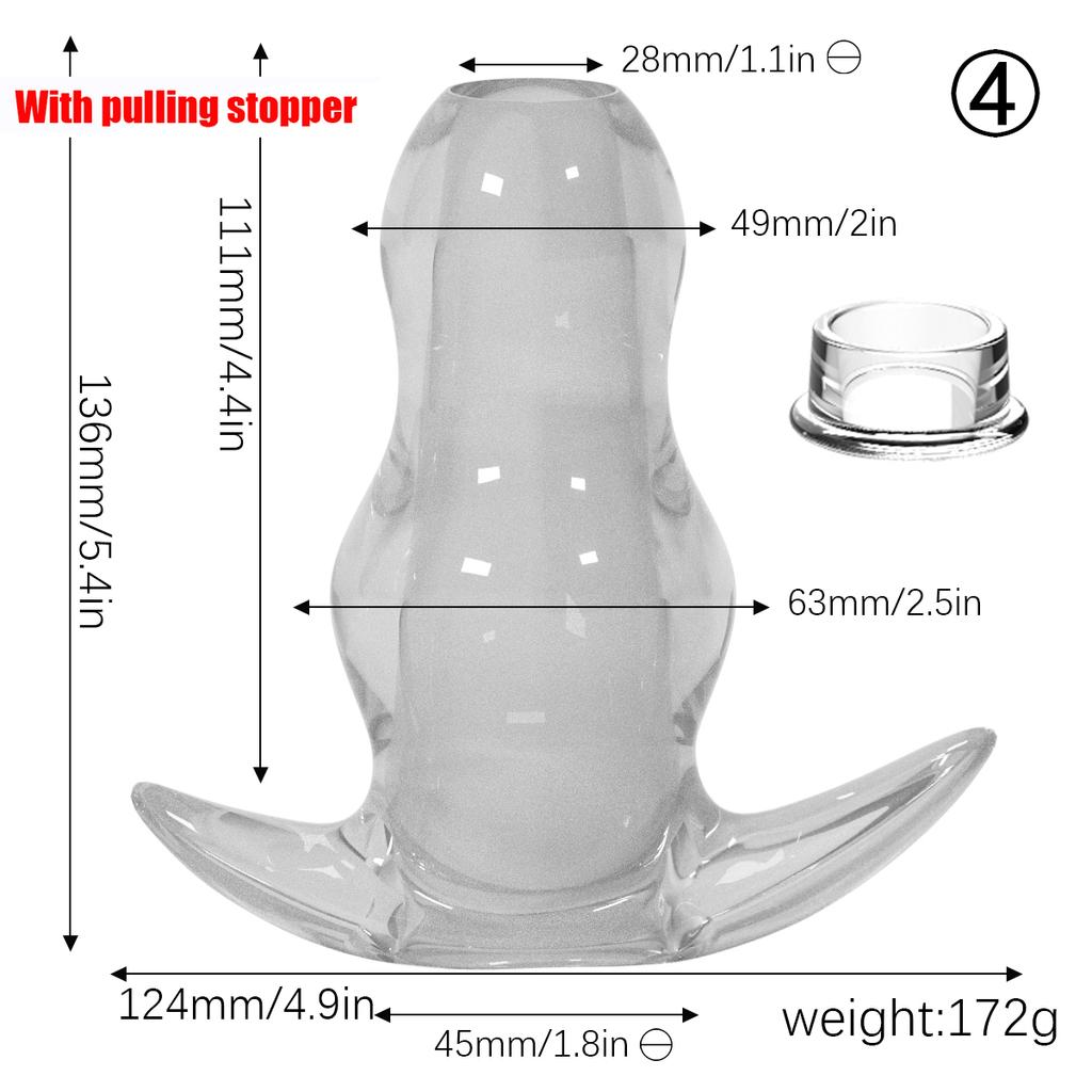 AA Transparent Hollow Anal Plug, Silicone Backyard G-spot Unisex Anal Plug Speculum Adult Sex Toys