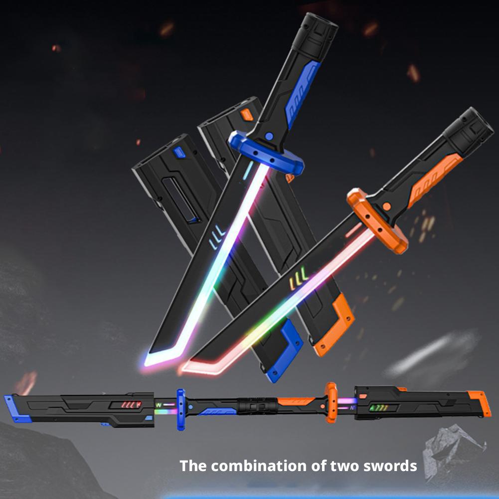 Colorful Streamer Glowing Sword Toys with Spark & Smoke Effect Light Sword Kids Adult Toys Holiday props sword Decompression Toy