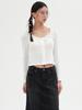 Elssibeui Lace-Trimmed Button Long-Sleeve Top_Ivory