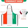 Italian Flag Apron and Chef Hat Set, Waterproof Cooking Apron for Women and Men, Pizza Chef Costume with 2 Pockets for Baking, Kitchen and Italian
