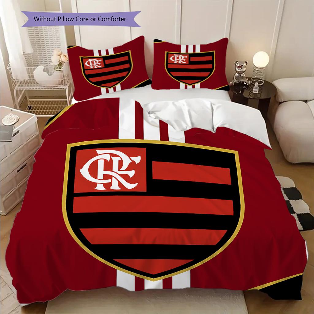 Flamengo logo Vzor Povlečení Přikrývka Sada Povlak na přikrývku Povlak na polštář Domácí dekorace Dárek k narozeninám (1 * povlak na peřinu + 2 * povlak na polštář, bez jádra)