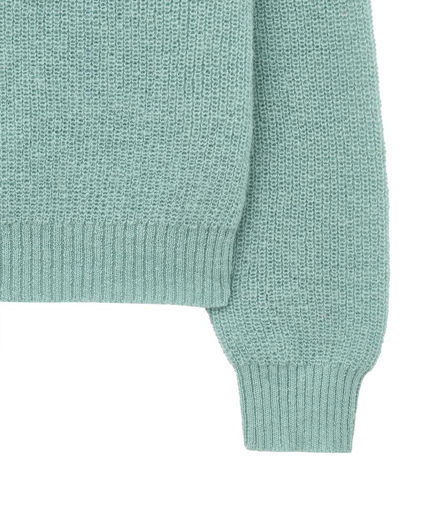 NOIRER Kid Mohair Crop Polo Knit (Aqua Mint)