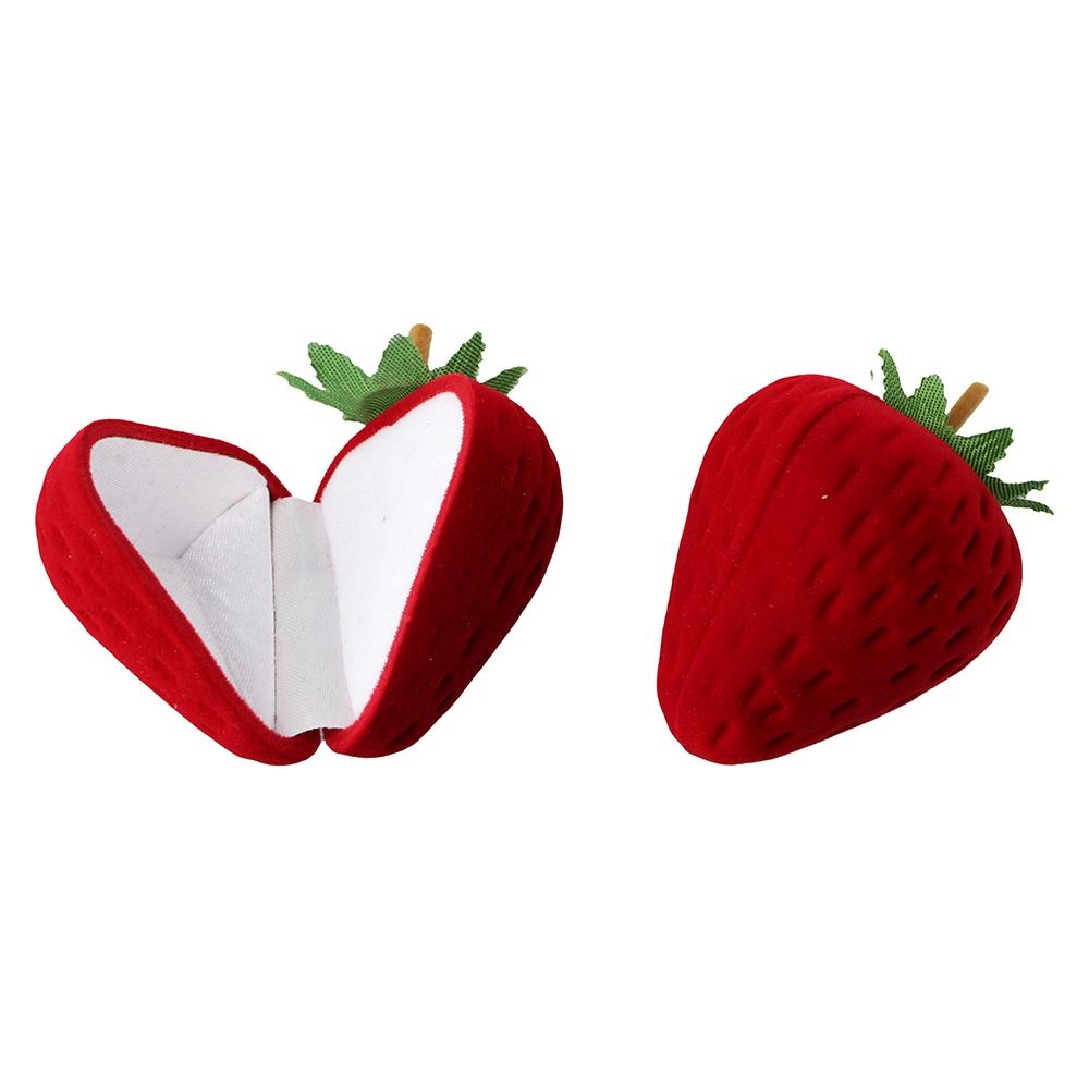 

Pendant Stud Earring Jewelry Gift Case Strawberry Flocking Ring Box