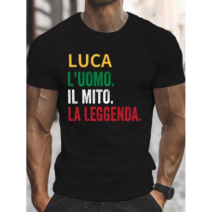 Grafisches T-Shirt Luca der Italienischen Legende - T-Shirt, Leicht und Lässig für den Sommer, mit Aufdruck von Kräftigen Italienischen Zitaten, Bequemes Design mit Rundem Ausschnitt
