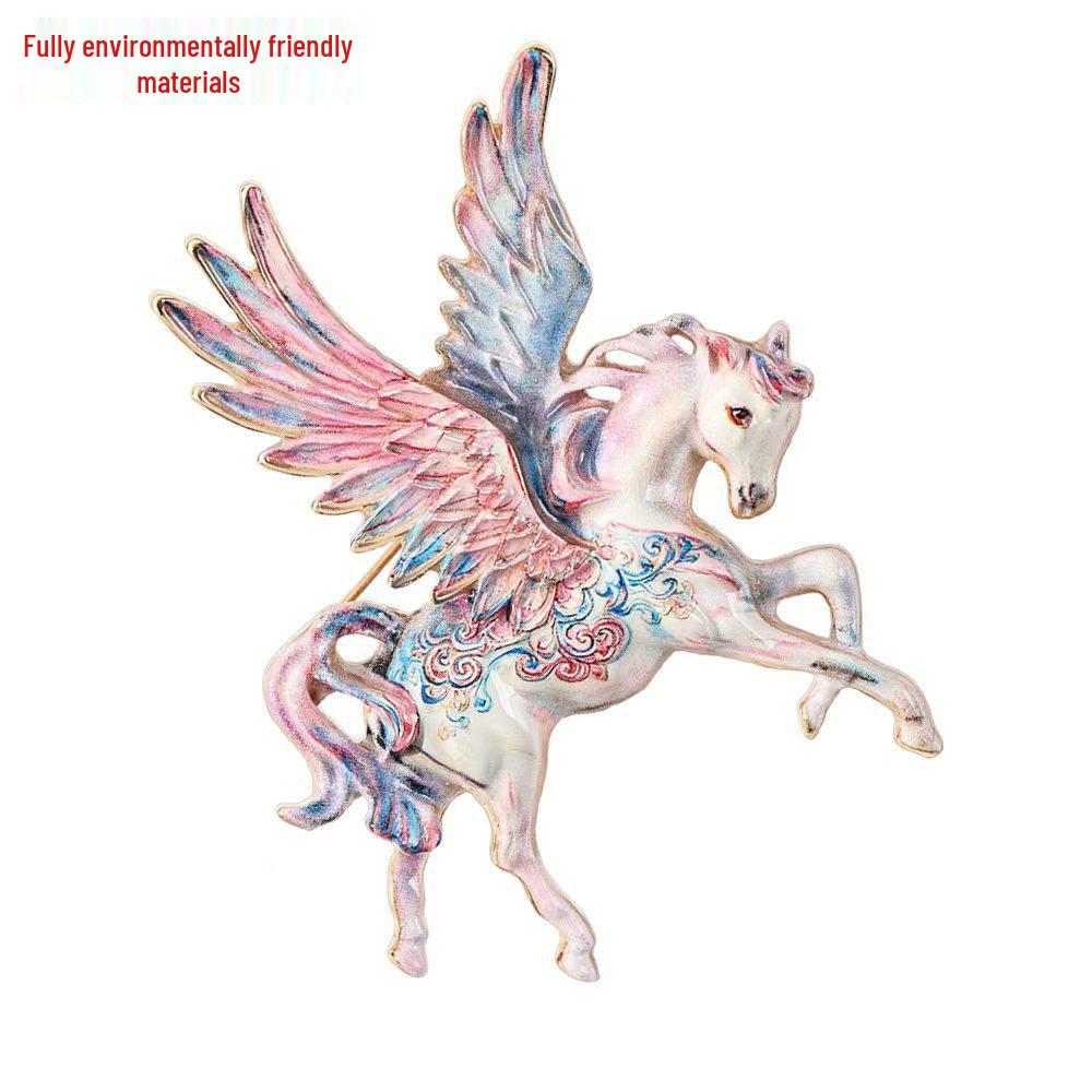 Luxury Enamel Pegasus Brooch: Mythical Horse Pin for Men