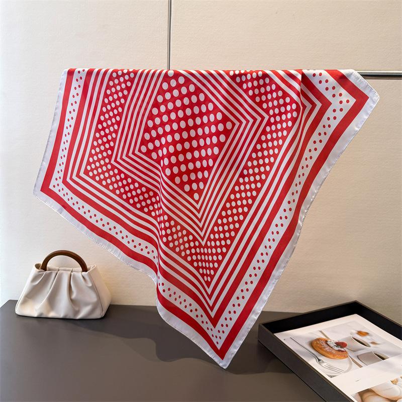 Dot  Print 70Cm Square Silk Women's Scarf Spring Summer Beach Satin Scarves Shawl Headband Bandana Hijab Wrap Lady Neckerchief