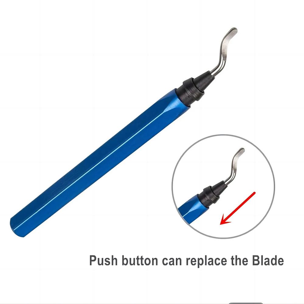 Deburring Tool with 11PCS High Speed Steel Rotary Blades Burr Removal Reamer Tool for Resin Metal Plastic PVC Pipes and Copper