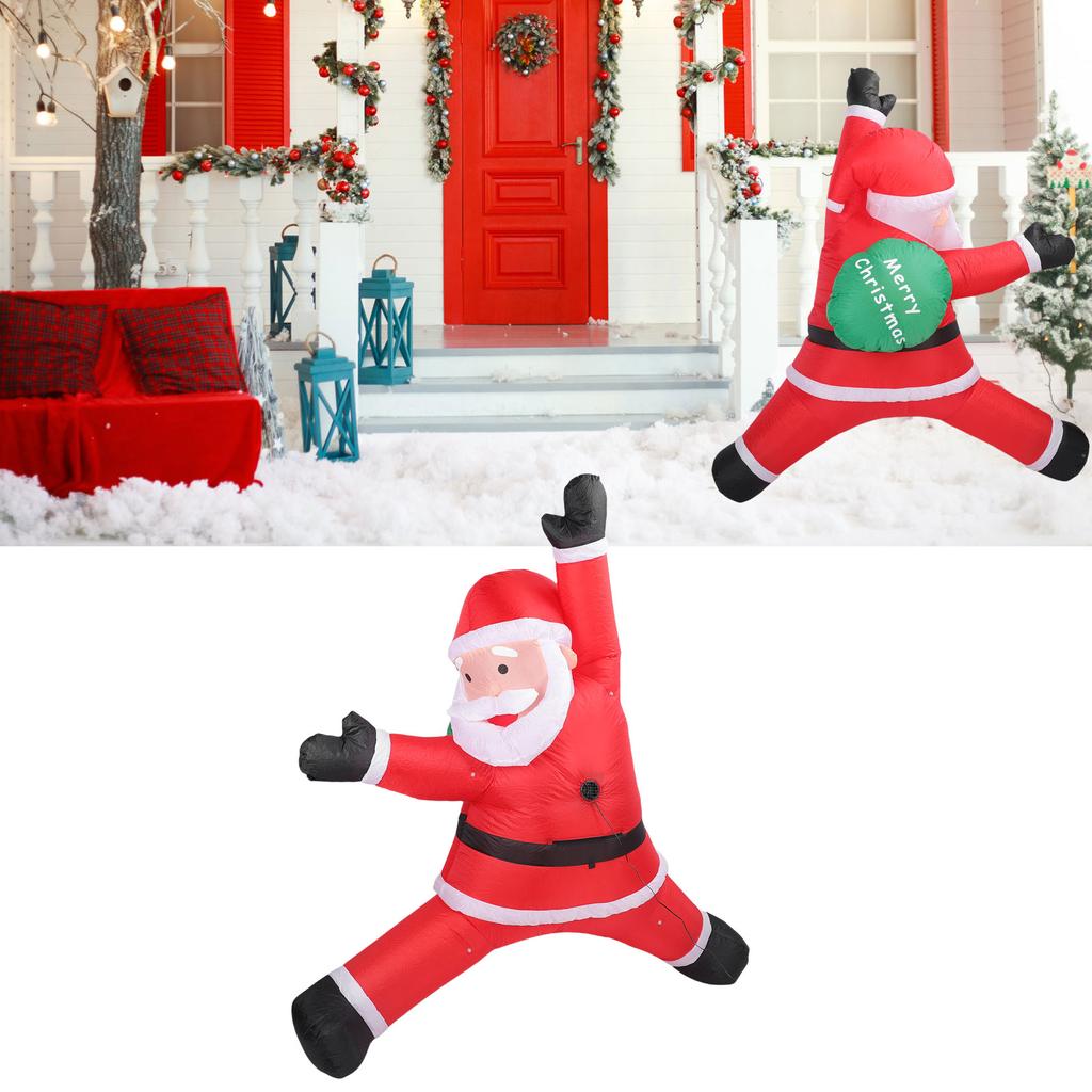 8.2ft Inflatable Xmas Climbing Santa Blow Up Santa Yard Decoration with Present Bag Built in LED Light for Wall Garden Holiday Decor