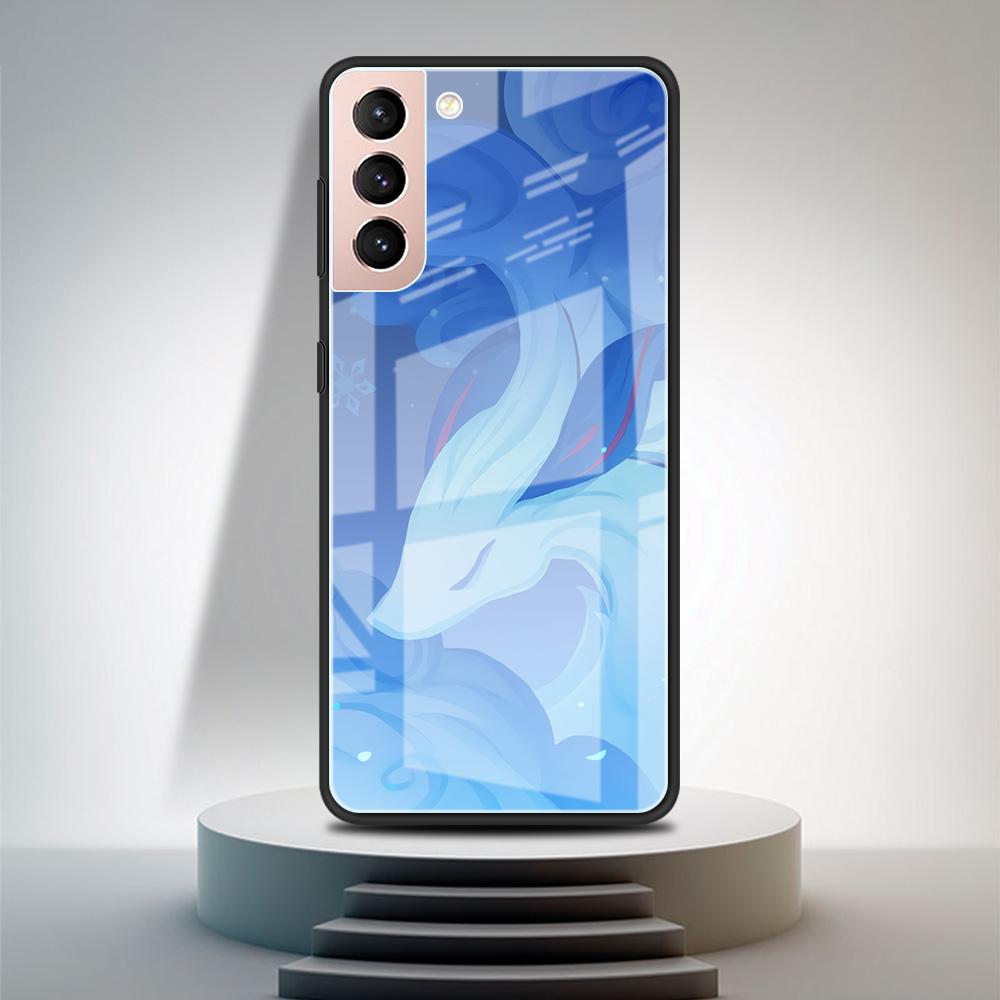 Modische Glashülle für Samsung S20 FE S21 S10 S9 S8 Plus Handyhülle für Galaxy Note 20 Ultra 10 Lite 9 Game Genshin Impact