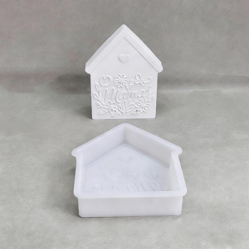 Pack Of 2 Mother Day House Shape Ornaments Silicone Molds For Cement Plasters Craft And Home Decors Gift Making Supplies