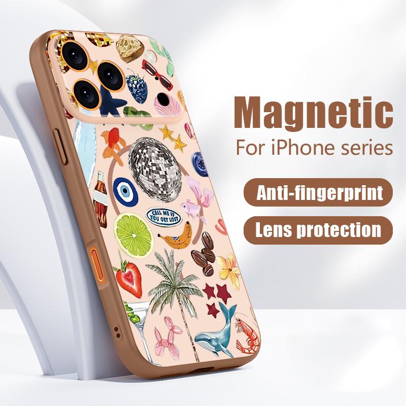 SeaWorld Pattern Case For iPhone 17 Pro Max Magnetic For Magsafe Hybrid Slim Matte Cover For iPhone 16 15 14 13 Pro Max Octopus Starfish