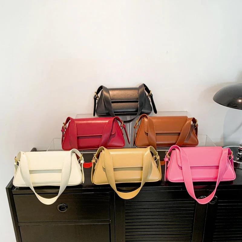 Pu Bags Solid Package Cover Type Ladies Bags On Sale High Quality Versatile Exquisite Commuting Shoulder Bags Premium
