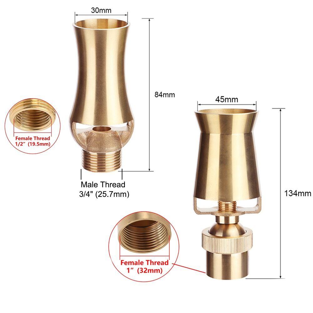 Brass Ice Tower Cedar Fountain Nozzle Durable 1/2" Female 3/4" Male Thread Bubbler Jet Fountain Universal