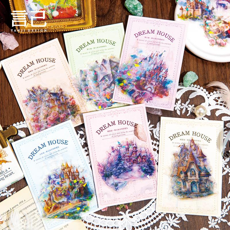 20 pcs Dream castle theme Stickers aesthetic Creativity Decorative Diary Album Adhesive DIY Scrapbooking Material