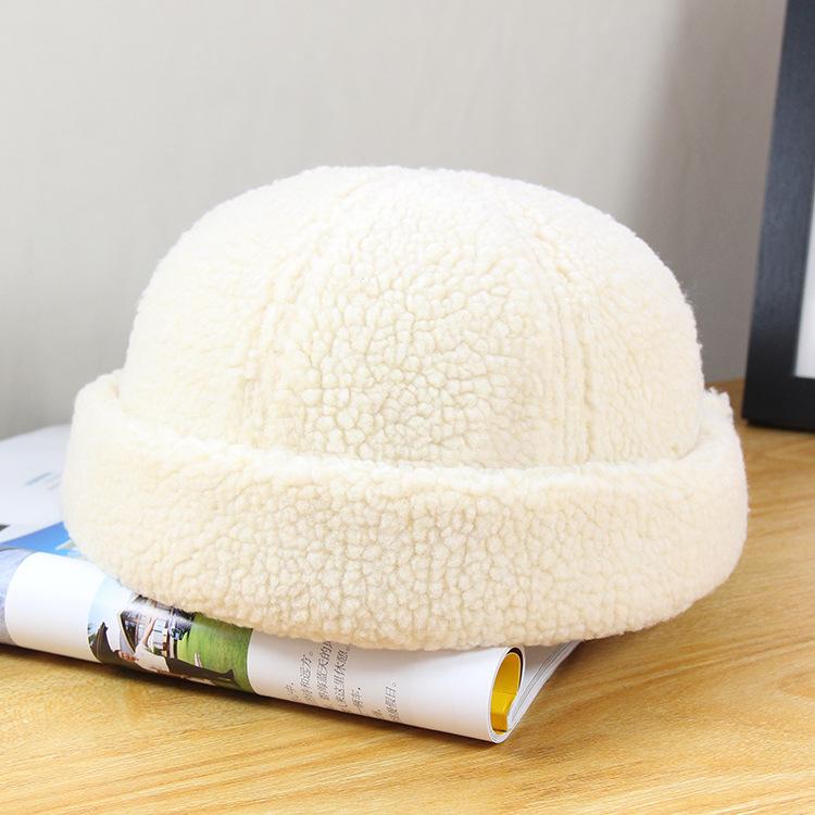 New lamb wool landlord hat women's autumn and winter brimless warm melon fur hat student couple sailor yuppie hat