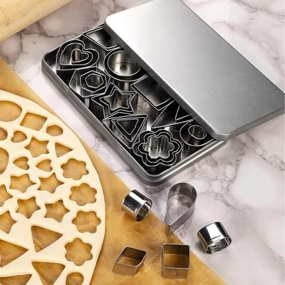 24/30pcs Stainless Steel Geometric Shapes Cookie Cutter Set Rust-proof Biscuit Mold  Chocolate