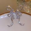 Luxury Full Rhinestone Bowknot Pendant Earrings for Women Exaggerated Elegant Ribbon Bow Long Tassel Earrings Wedding Jewelry