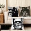 Cushion Cover Silky Short Plush Home Sofa Cushion Cover  Invisible Zipper Home Decoration Frankenstein Movie