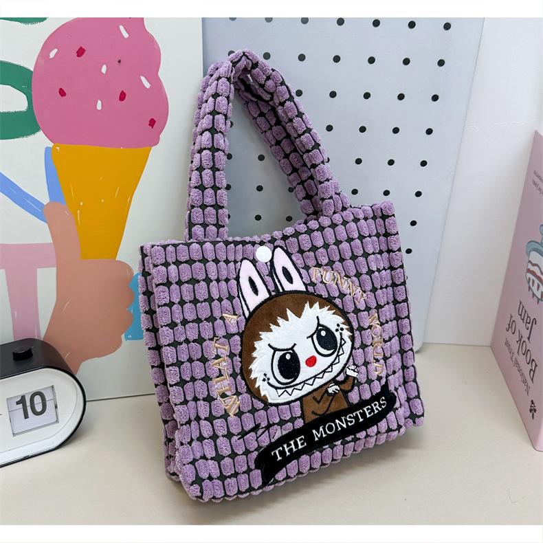 Autumn and winter plush bag for women, cute crossbody handbag, cartoon tote bag, versatile Labu doll bag