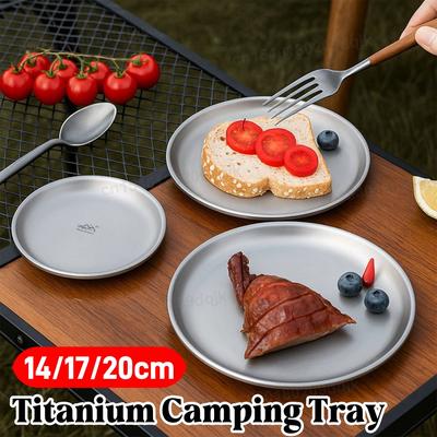 14/17/20cm Titanový kempingový talíř 1/3dílná kempingová sada Kempingový talíř Podnos na ovocný salát Titanové vybavení na piknik Venkovní potřeby