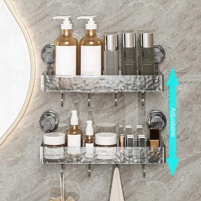 Стійка для зберігання на присосках для душа Shower Caddy, велика місткість, міцна, легка в установці, регульована нижня дренажна прозора кутова полиця