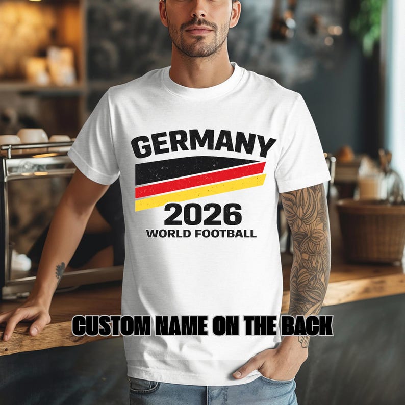 Maglietta da Calcio Personalizzata Germania 2026, Maglia da Calcio Bandiera Tedesca, Maglietta da Calcio Mondiale, Regalo per Fan, Maglietta per il Giorno della Partita, Idea Regalo per Amanti
