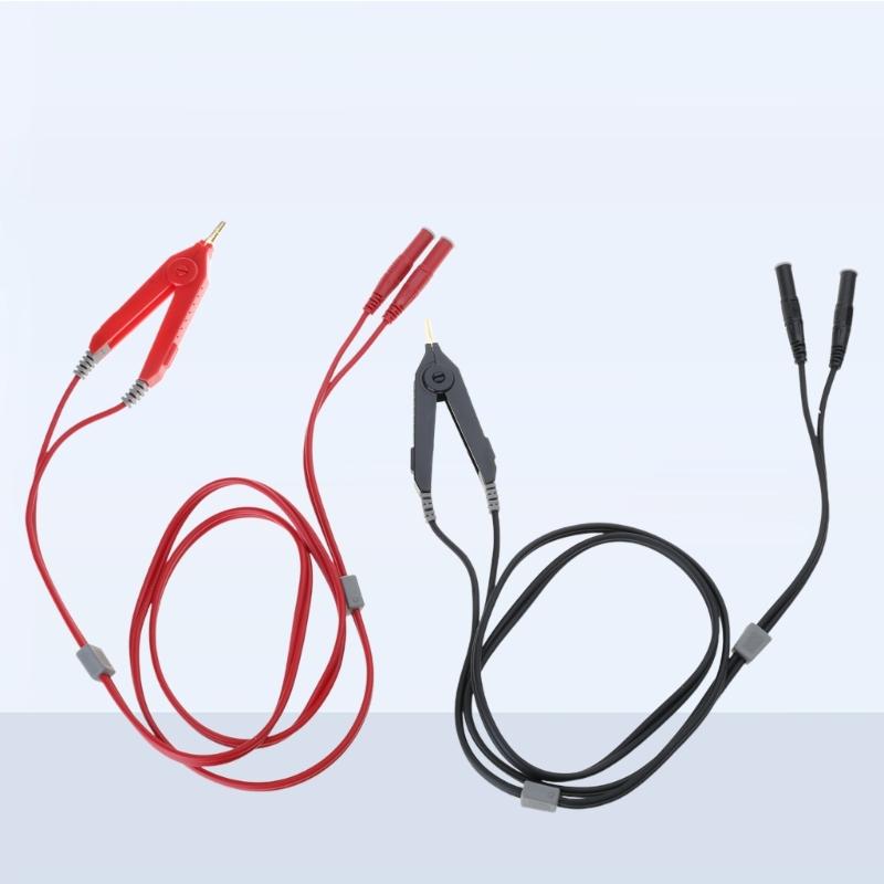 2 Pack Flexible Low Resistance Four Wire Test Leads for Precise Electrical Measurements in Electronics and Power Systems
