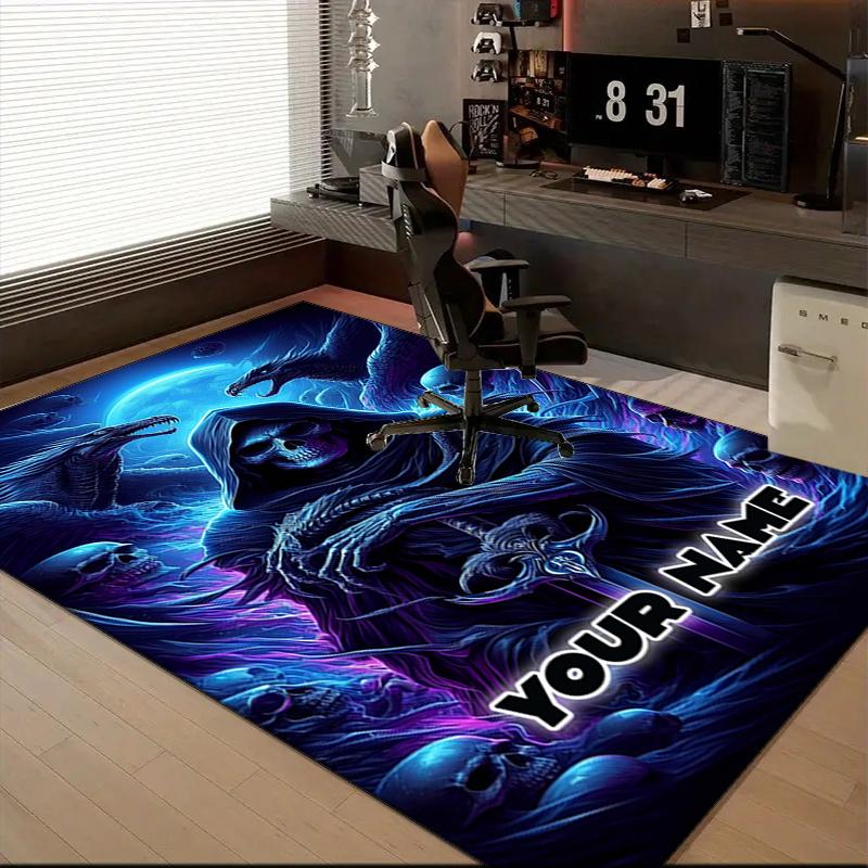 1PC Custom Name Ethereal Death And Skulls Theme Floor Mat Ideal for Living Room, Game Rooms, Office, Bedroom,Floor Mat Playful Design127