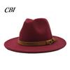 Outdoor Hiking Headwear Wool Felt Fedora Hat, Unisex Panama Hat with Faux Leather Band, Casual Daily Wear Wide Brim Vintage Trilby for Women