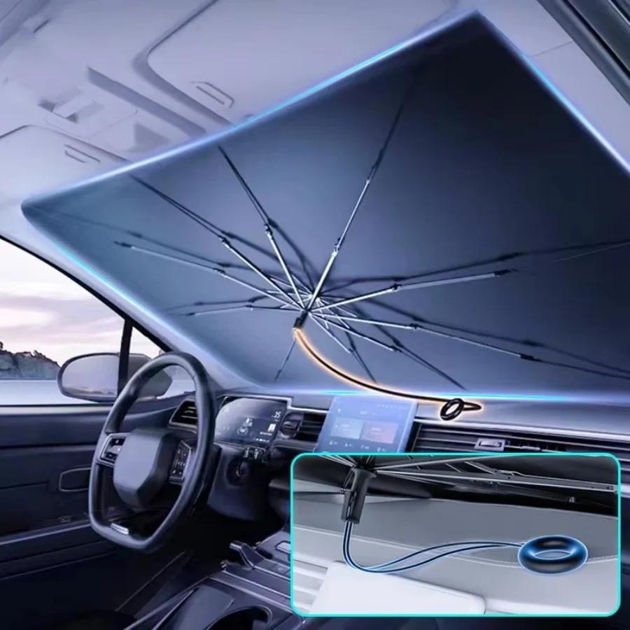 Car Windshield Sunshade Foldable Umbrella Sun Shade Front Window Cover For Uv Ray Block Heat Portable Protector Parasol