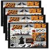 Jogos Americanos Decorativos de Halloween 12x18 Polegadas Conjunto de 4 Gato Fofo Corvo Selvagem Aranha Coruja Tapetes de Cozinha para Crianças Adolescentes Adultos Abóbora Laranja