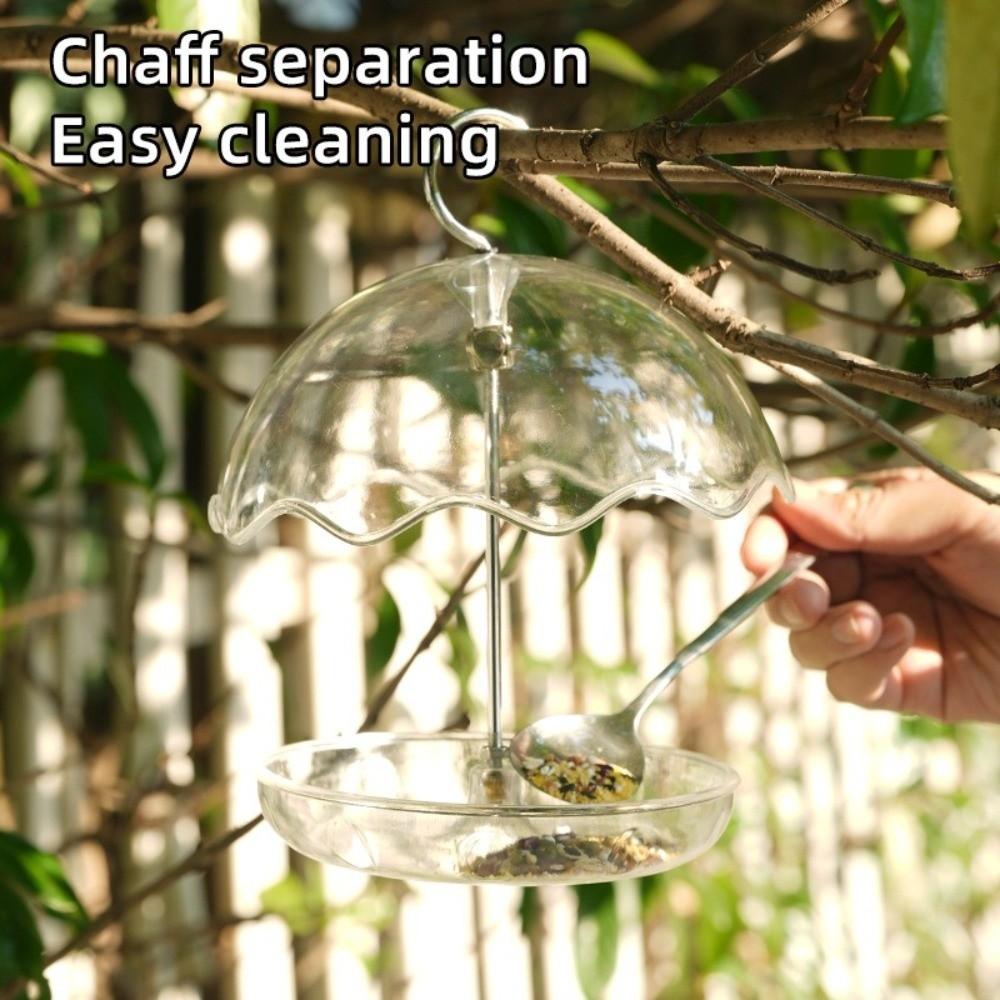 Open Platform Hanging Bird Bath Transparent Hummingbird Feeder Umbrella Bird Feeder  Yard