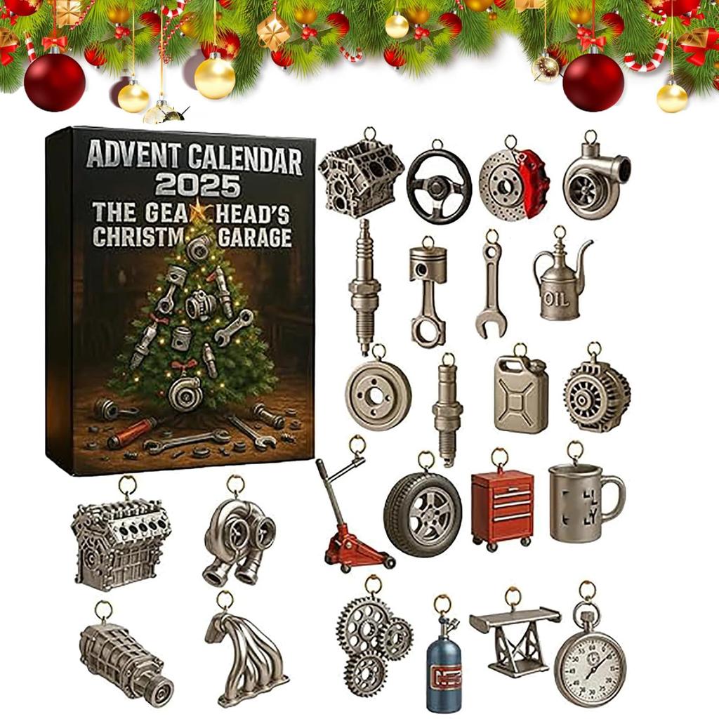 Advent Calendar: Christmas Garage For Car Fans, 24 Day Car Parts And Tools, And Holiday Gifts For Car Lovers